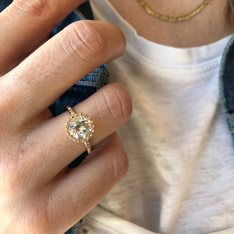 2 Carat Emerald Cut White Topaz and Diamond Antique Wedding Ring Set i —  kisnagems.co.uk